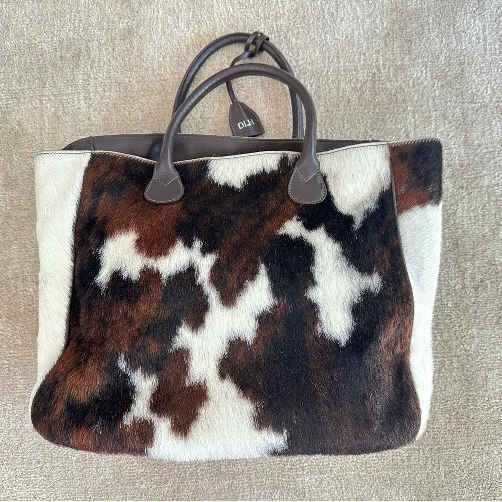 Mark & Graham Brown and White Cowhide Tote - Picture 1 of 6